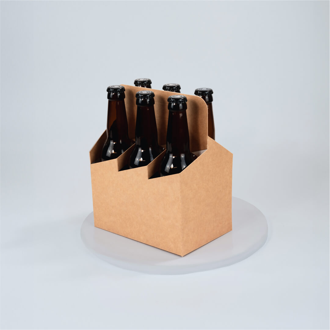 6er Flaschenträger aus Pappe für 0,33 Liter Longneck Flaschen & Dosen, Standard ohne Motiv