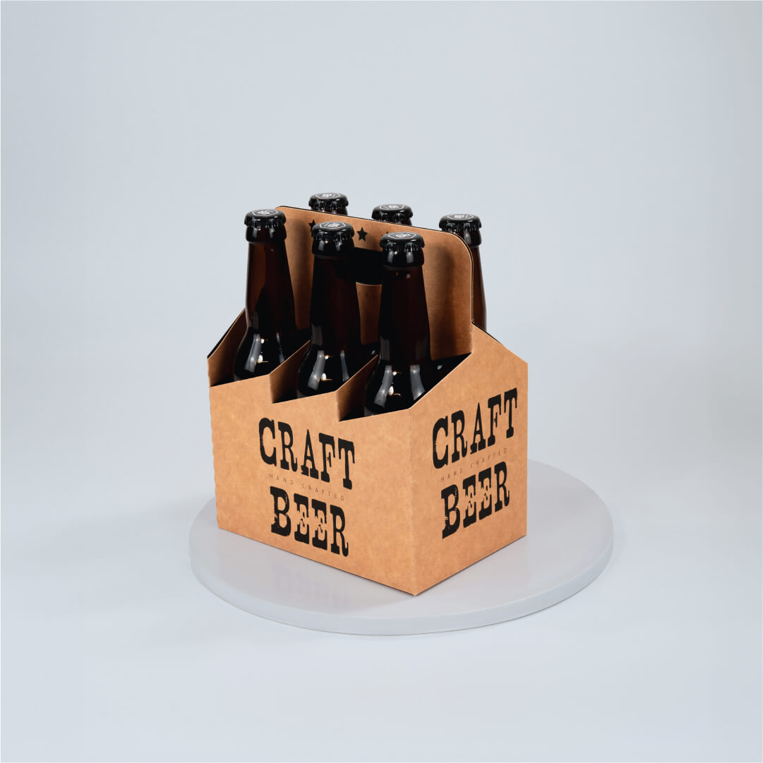 6er Flaschenträger aus Pappe für 0,33 Liter Longneck Flaschen & Dosen, Standard mit Motiv