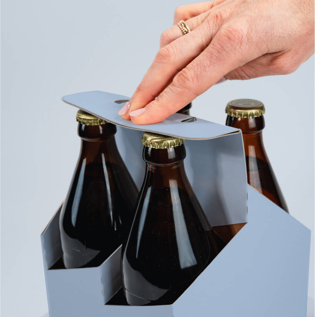 4er Flaschenträger aus Pappe für 0,5 Liter Euro-/Bügel-/NRW Flaschen & Dosen, individuell bedruckt