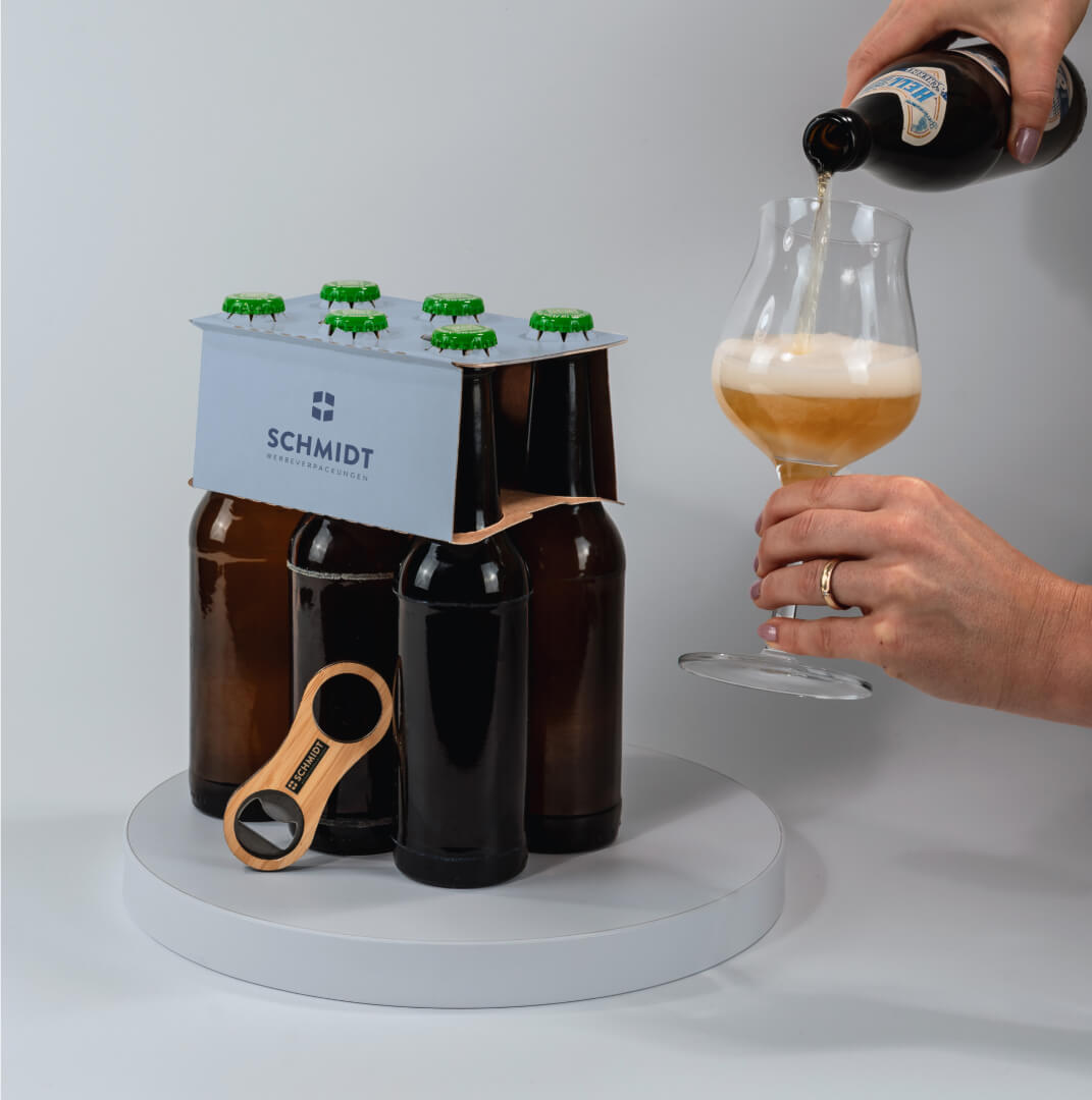 6er Aufstecker aus Pappe für 0,33 Liter Longneck Flaschen, individuell bedruckt