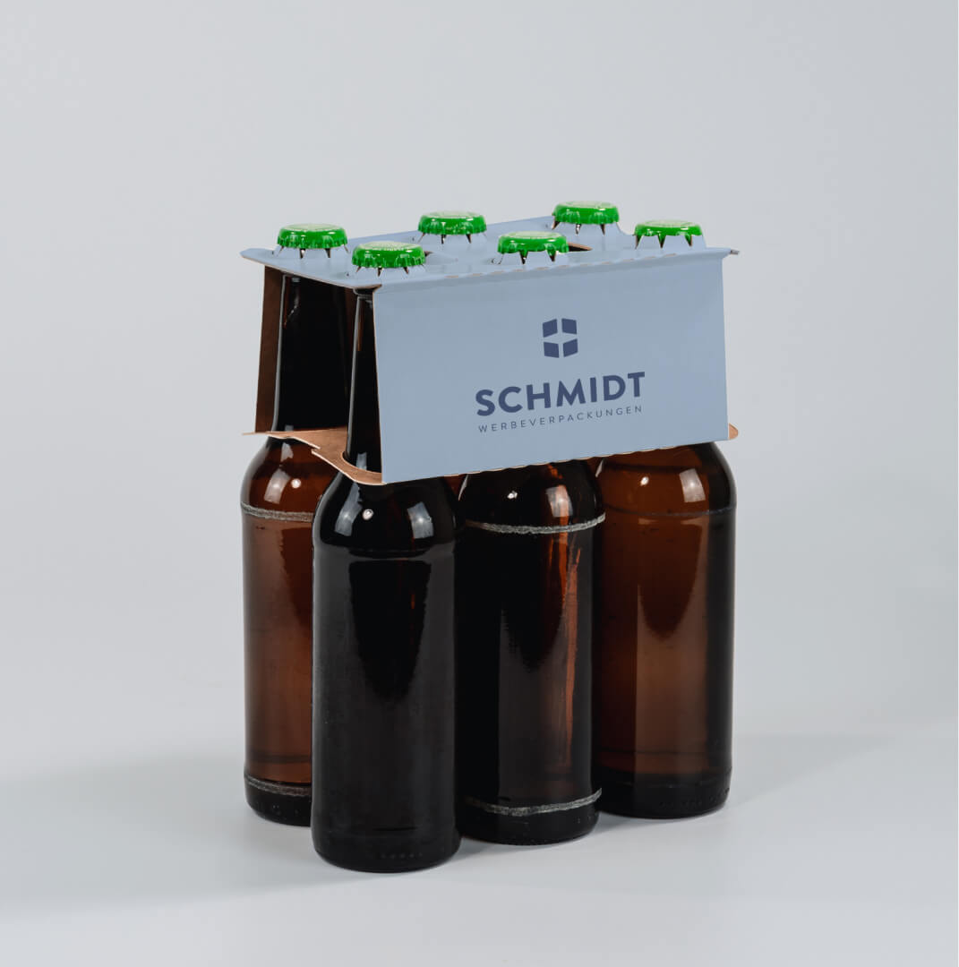 6er Aufstecker aus Pappe für 0,33 Liter Longneck Flaschen, individuell bedruckt