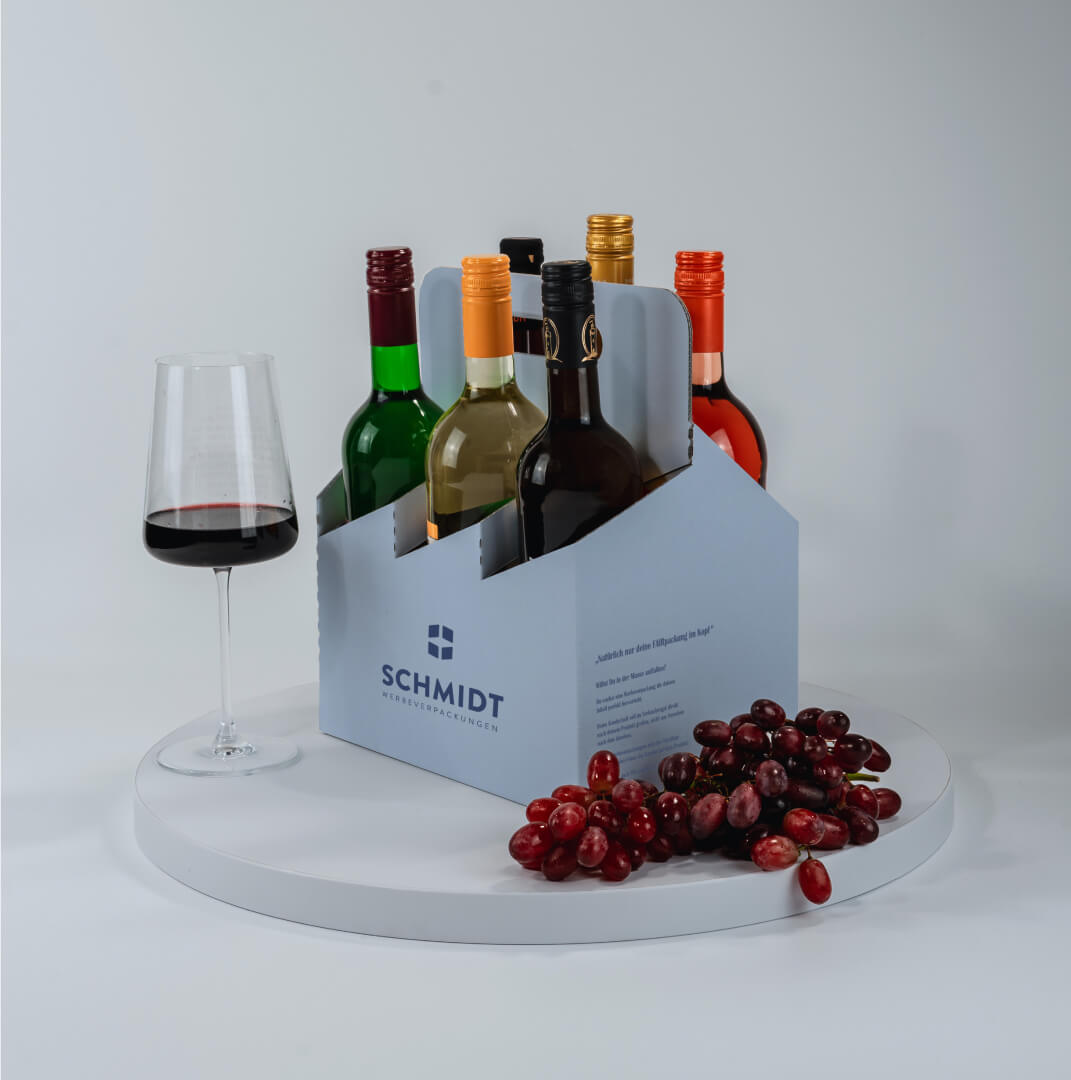 6er Weinträger aus Pappe, Standard mit Motiv