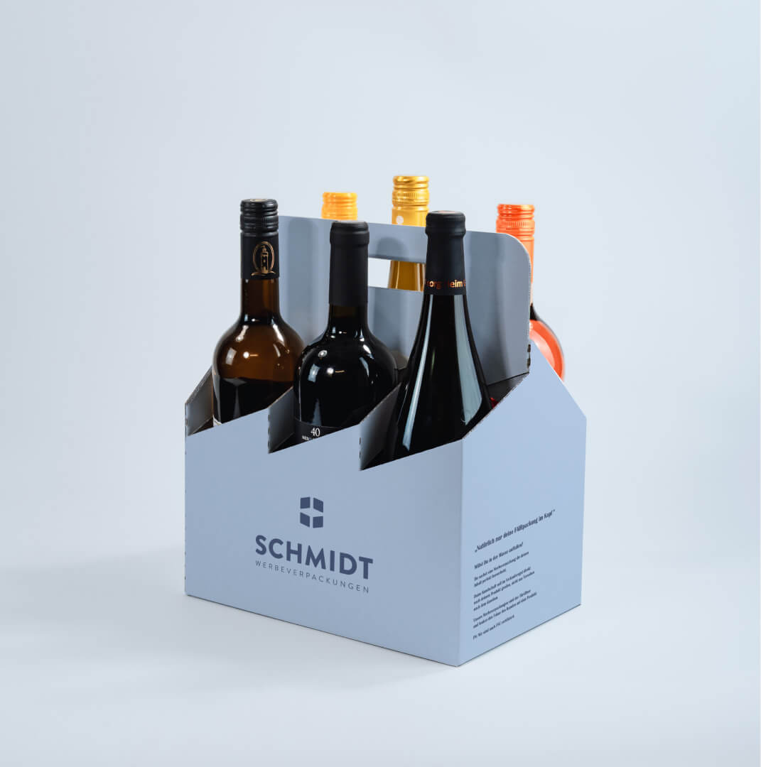 6er Weinträger aus Pappe, individuell bedruckt