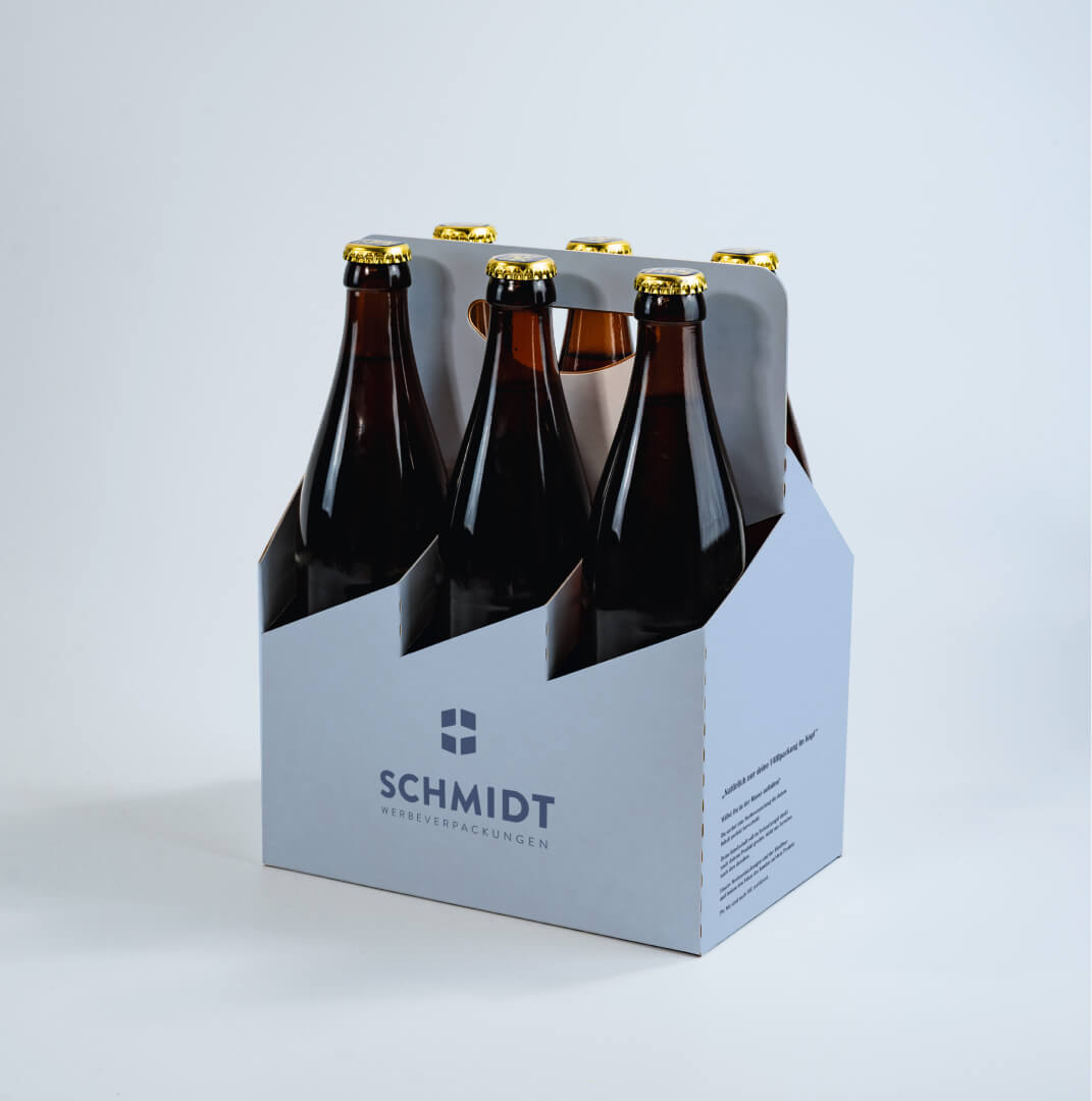 6er Flaschenträger aus Pappe für 0,5 Liter NRW Flaschen & Dosen, individuell bedruckt