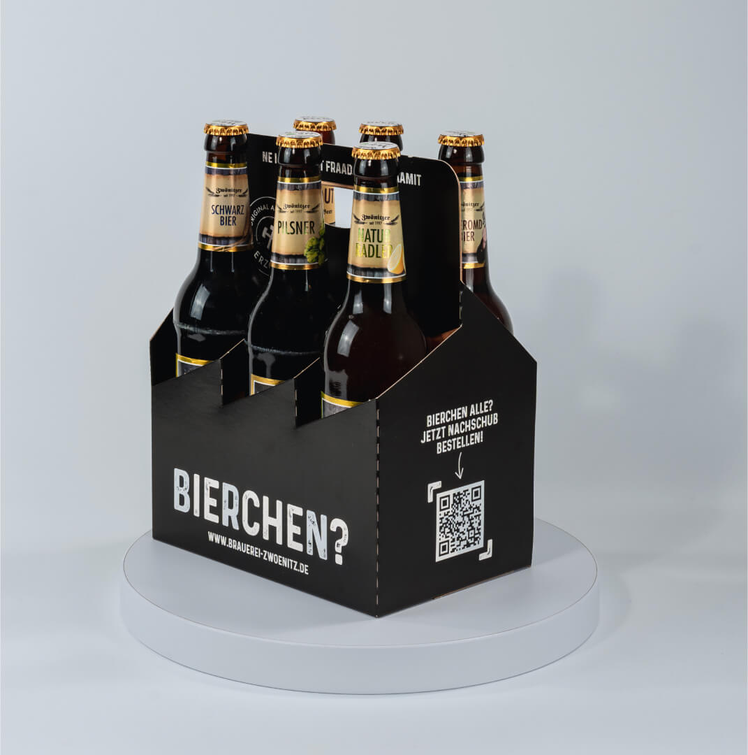 6er Flaschenträger aus Pappe für 0,5 Liter NRW Flaschen & Dosen, individuell bedruckt