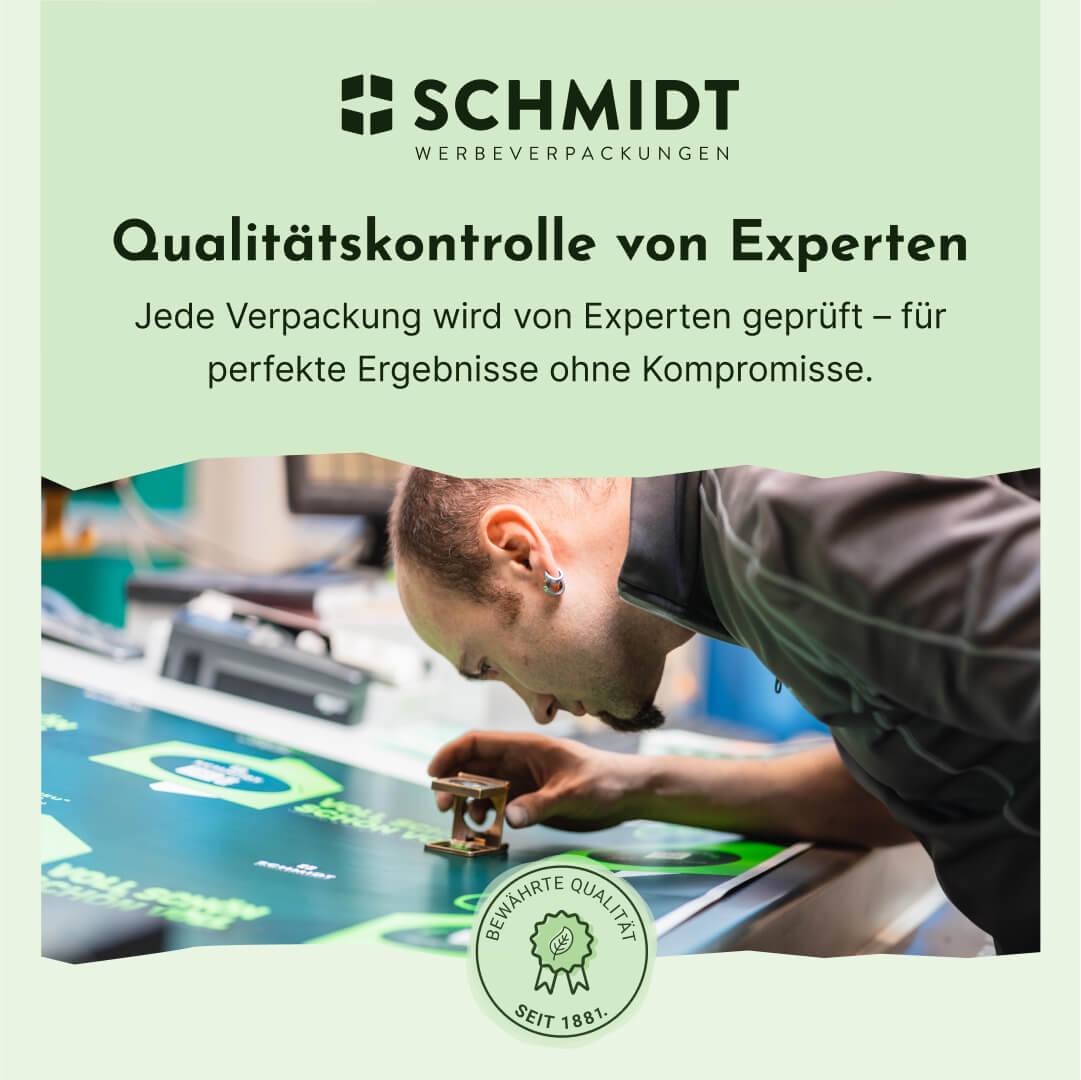 Faltschachtel mit versetzten Einstecklaschen 100 x 100 x 101 mm, individuell bedruckt