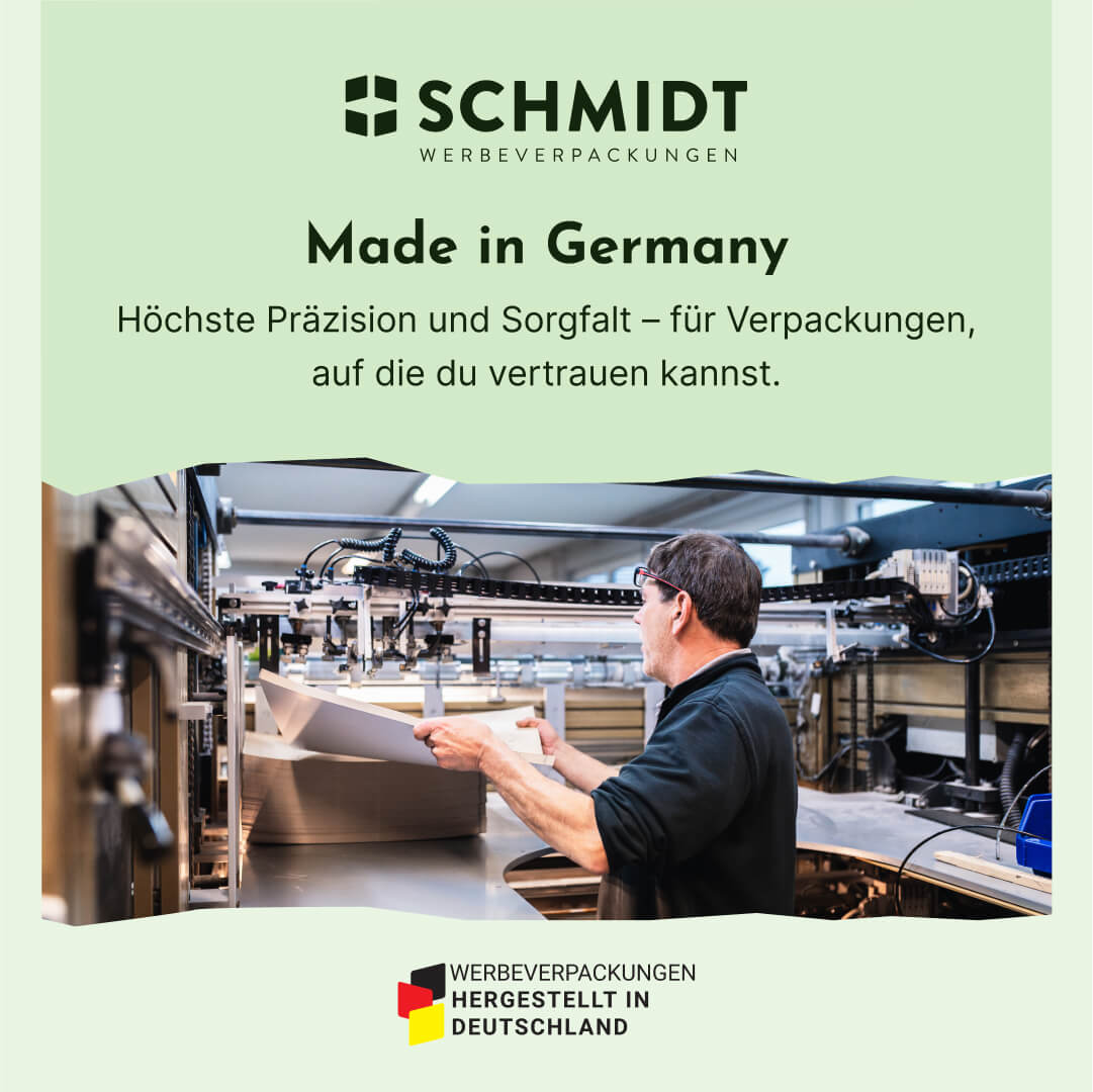 Faltschachtel mit versetzten Einstecklaschen 100 x 100 x 101 mm, individuell bedruckt