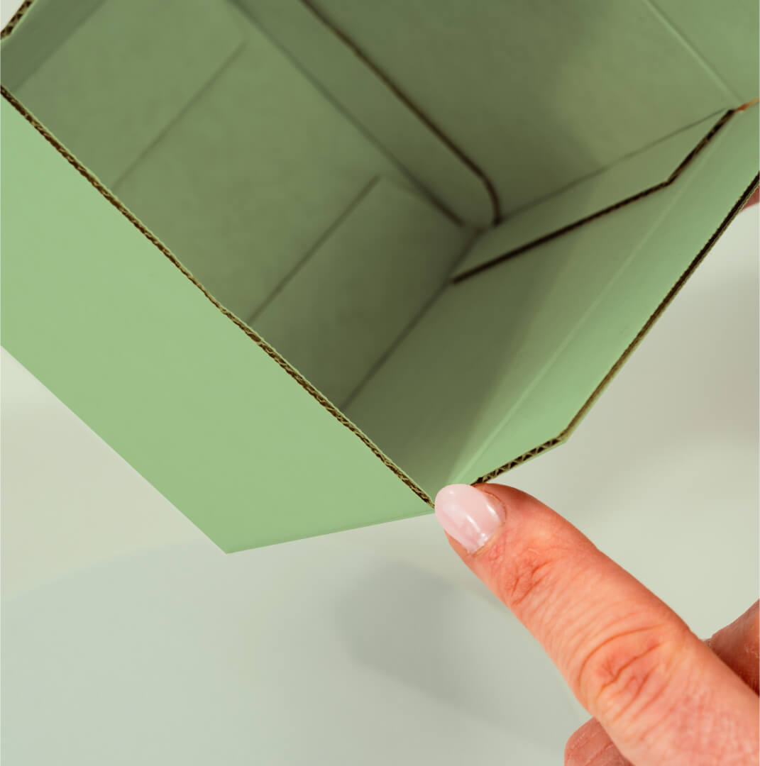 Faltschachtel mit versetzten Einstecklaschen 100 x 100 x 101 mm, individuell bedruckt