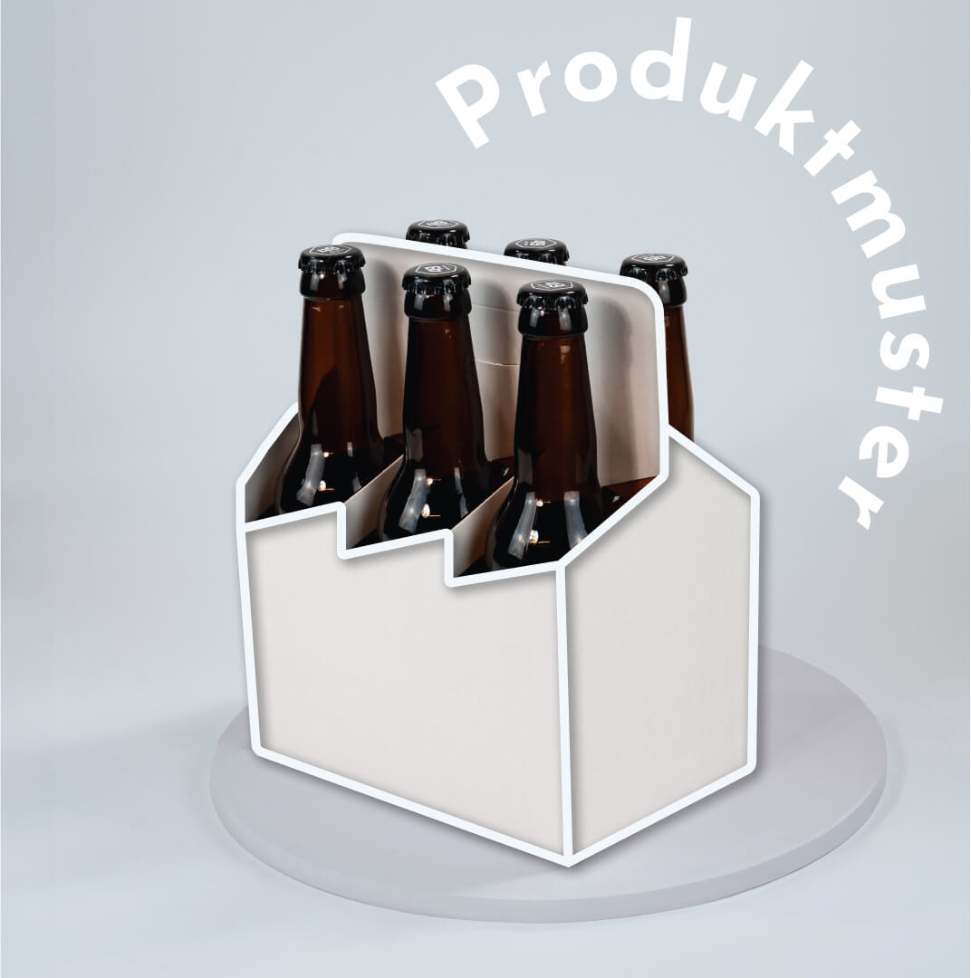 Produktmuster 6er Flaschenträger aus Pappe für 0,33 Liter Longneck Flaschen & Dosen