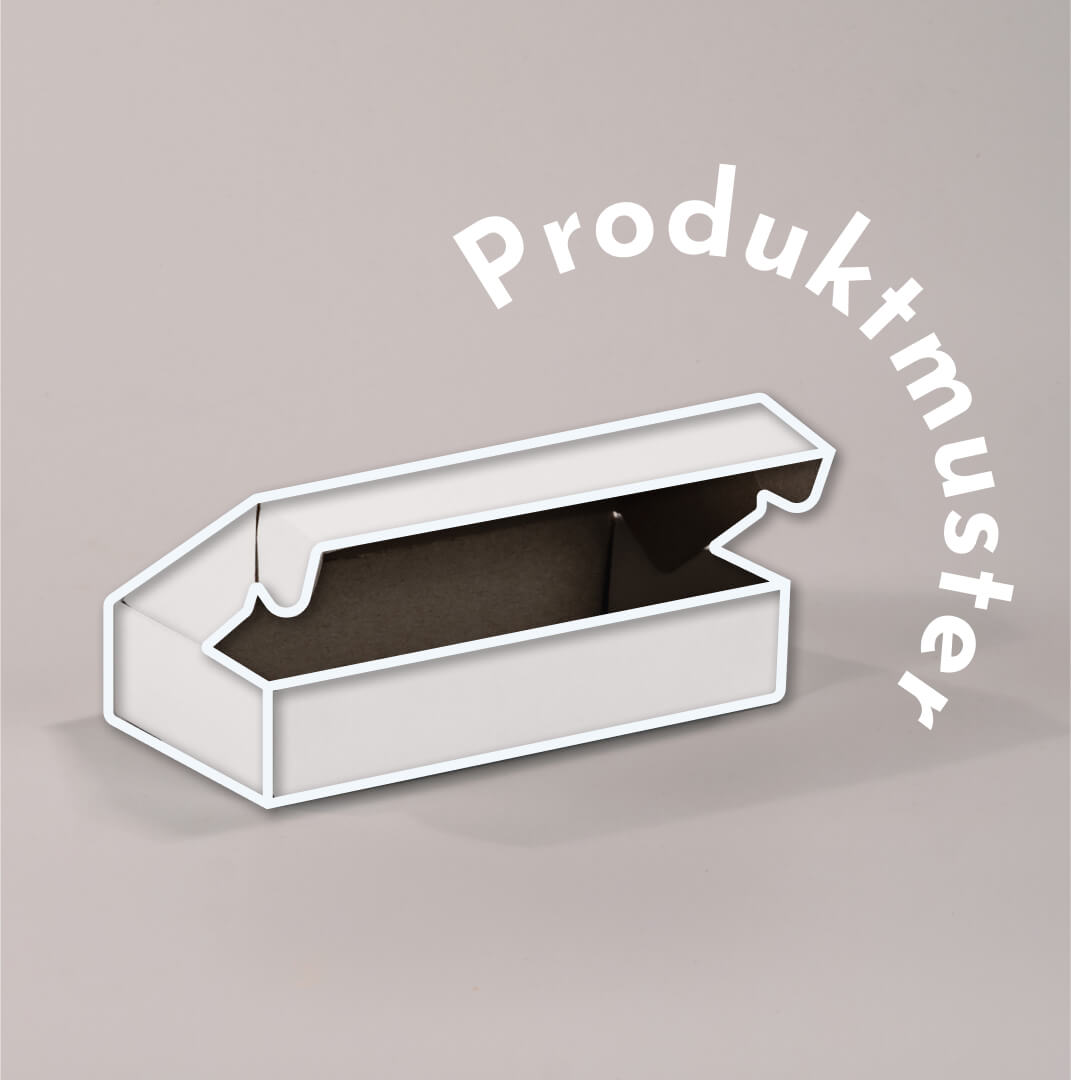 Produktmuster Krempelverpackung aus Pappe mit Staublaschen 167 x 84 x 32.5 mm