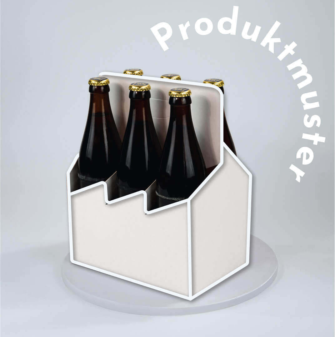 Produktmuster 6er Flaschenträger aus Pappe für 0,5 Liter NRW Flaschen & Dosen