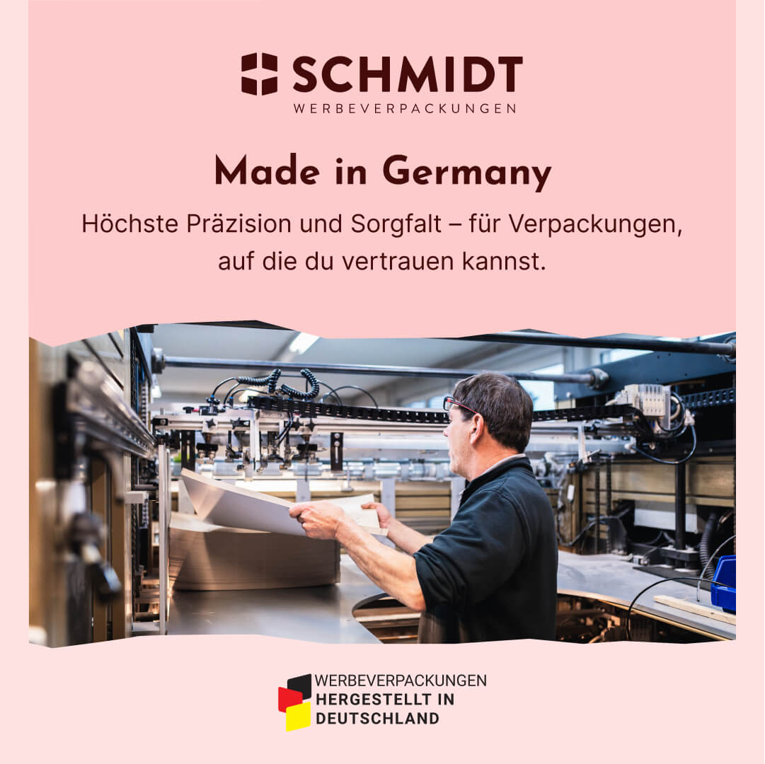 Krempelverpackung aus Pappe mit Staublaschen 167 x 84 x 32.5 mm, individuell bedruckt