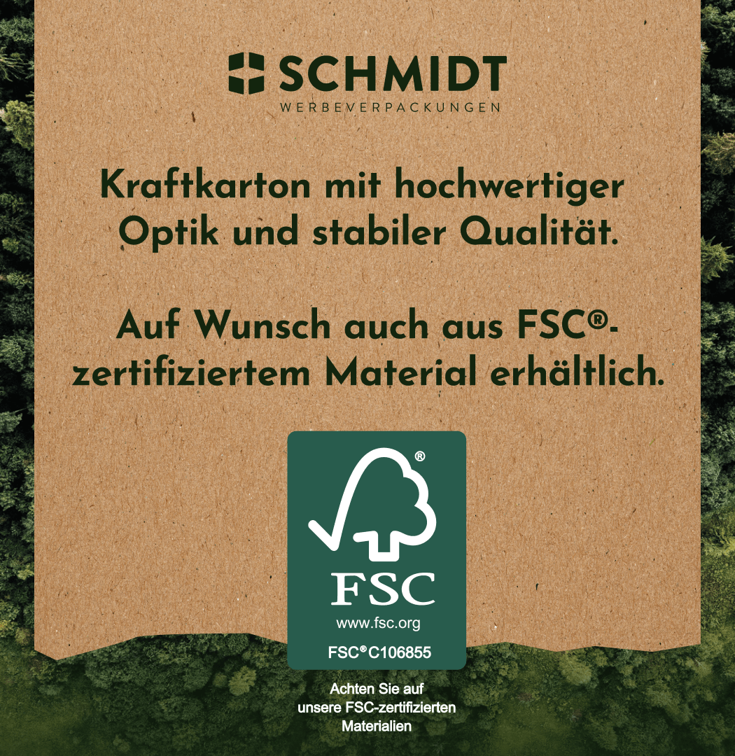 Faltschachtel mit gegenüberliegenden Einstecklaschen 35 x 35 x 110 mm, individuell bedruckt