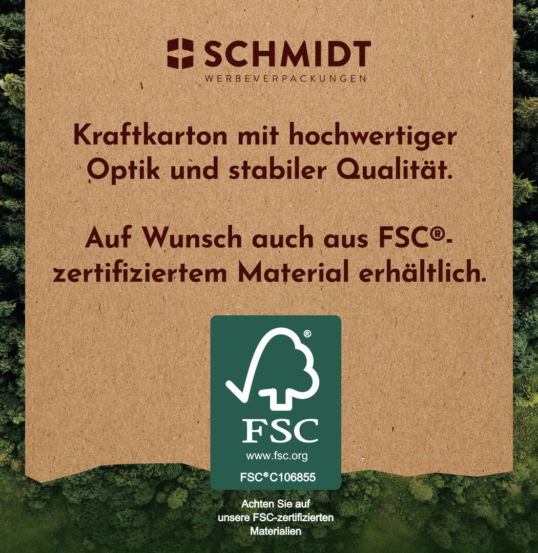 Krempelverpackung aus Pappe mit Staublaschen 250 x 290 x 107 mm, individuell bedruckt