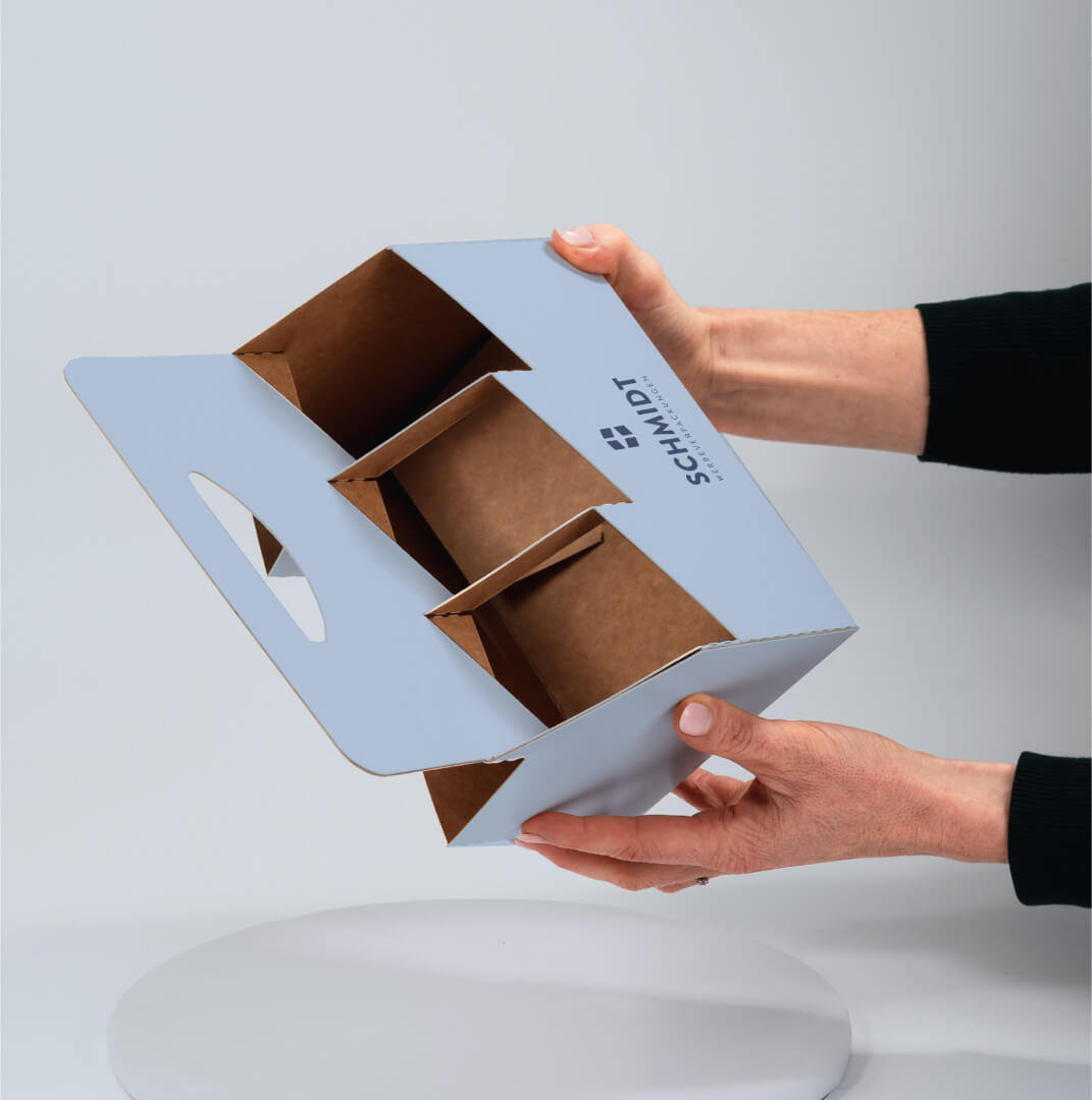 6er Flaschenträger aus Pappe mit Bierdeckel für 0,5 Liter NRW Flaschen & Dosen, individuell bedruckt